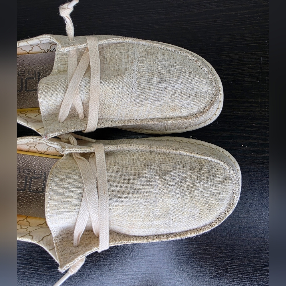 Hey Dude Wendy Sparkling Gold Women's Canvas Lightweight Shoes Loafers Size 8 - Picture 7 of 14